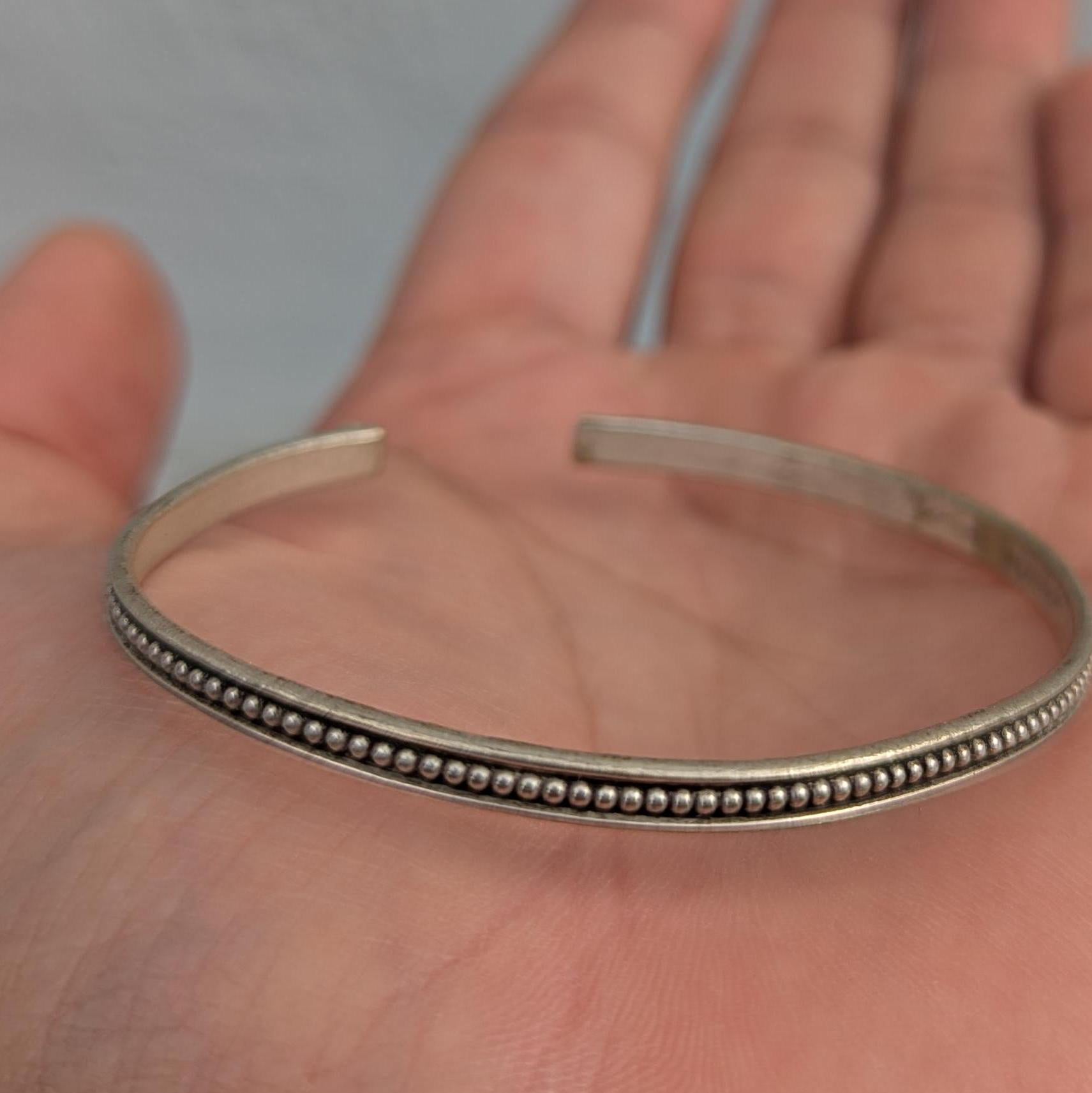 Vintage Silver Cuff Bracelet Set: Handcrafted Boho Jewelry