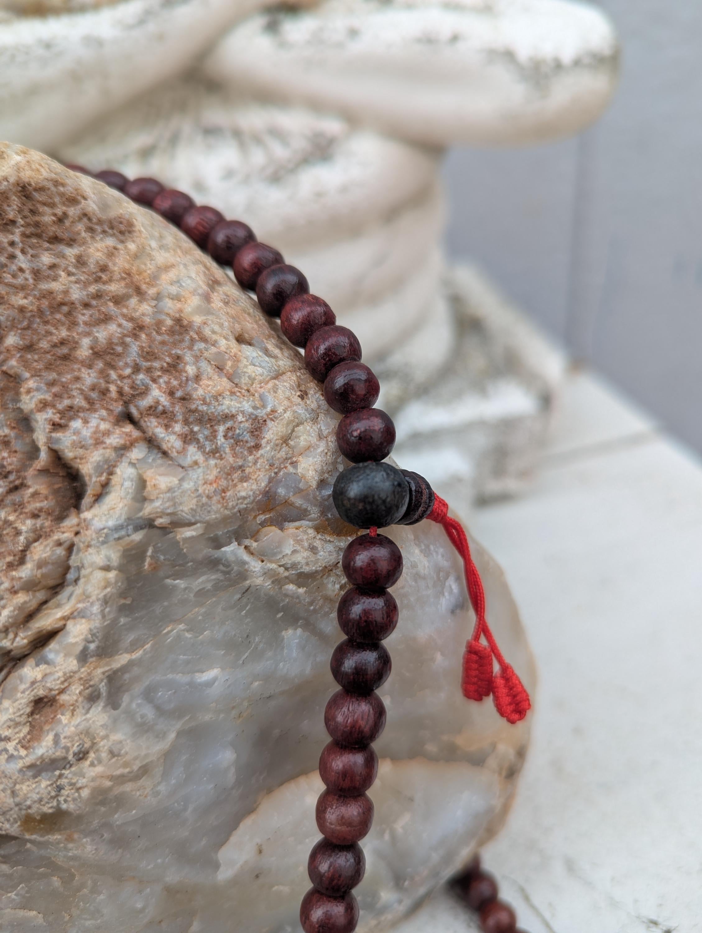 Bodhi Seed Tibetan Beads Mala with Turquoise & Coral Stones - Meditation Necklace ( bm-109)