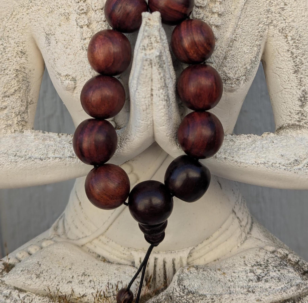 Handcrafted Red Sandalwood Wrist Mala: Tibetan Meditation Beads (BM18)