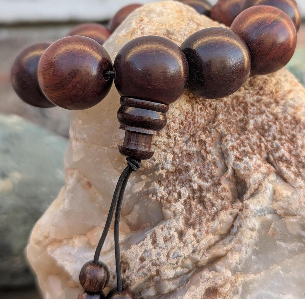 Handcrafted Red Sandalwood Wrist Mala: Tibetan Meditation Beads (BM18)