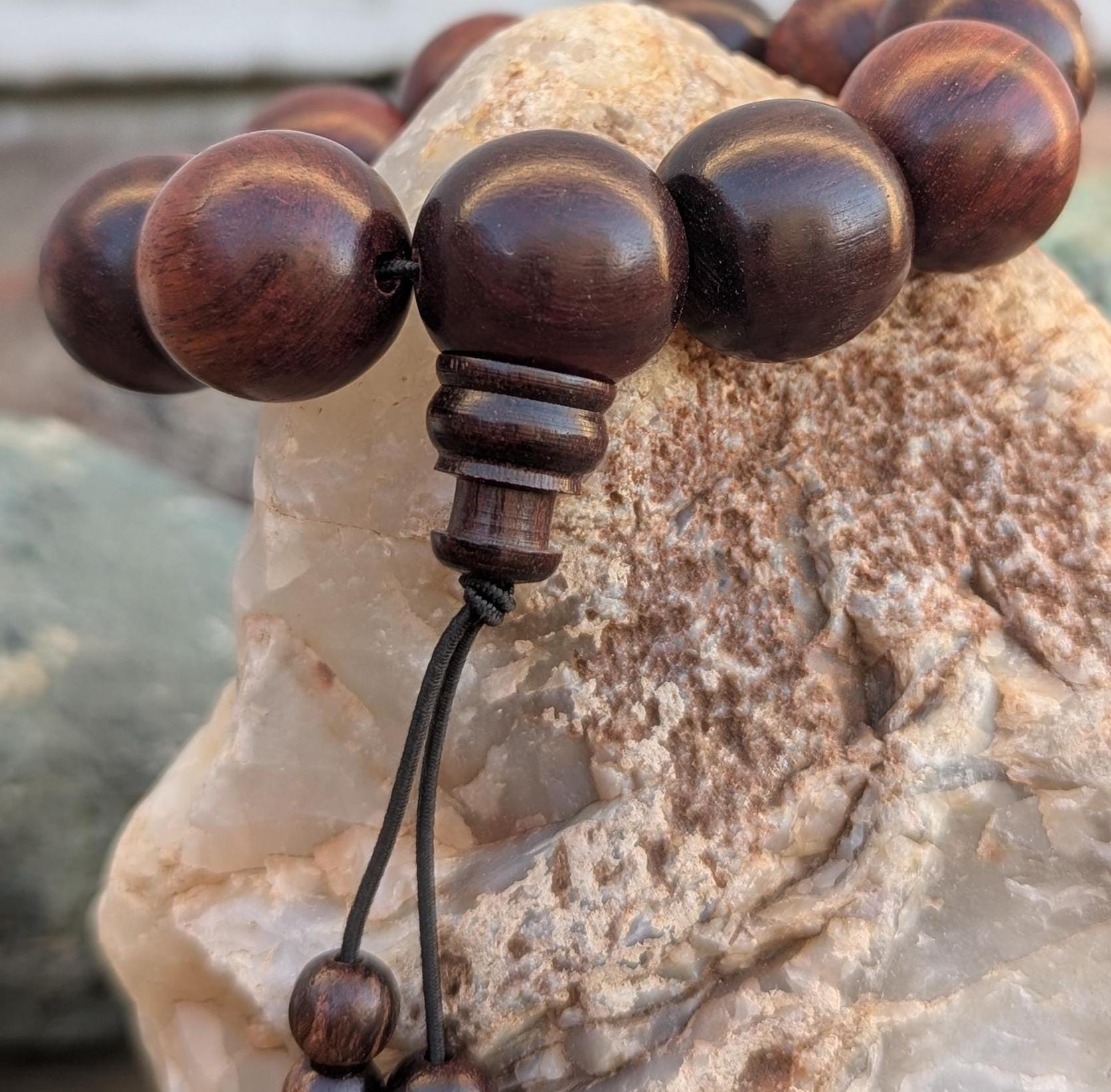 Handcrafted Red Sandalwood Wrist Mala: Tibetan Meditation Beads (BM18)
