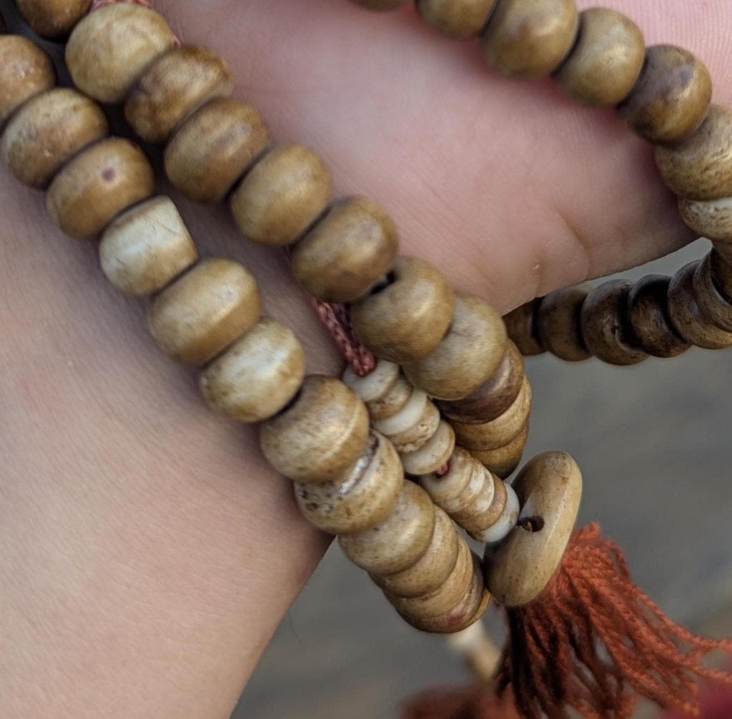 Tibetan Buddhist Prayer Mala with Yak Bone Beads—Handcrafted Meditation Mala (bm-112)