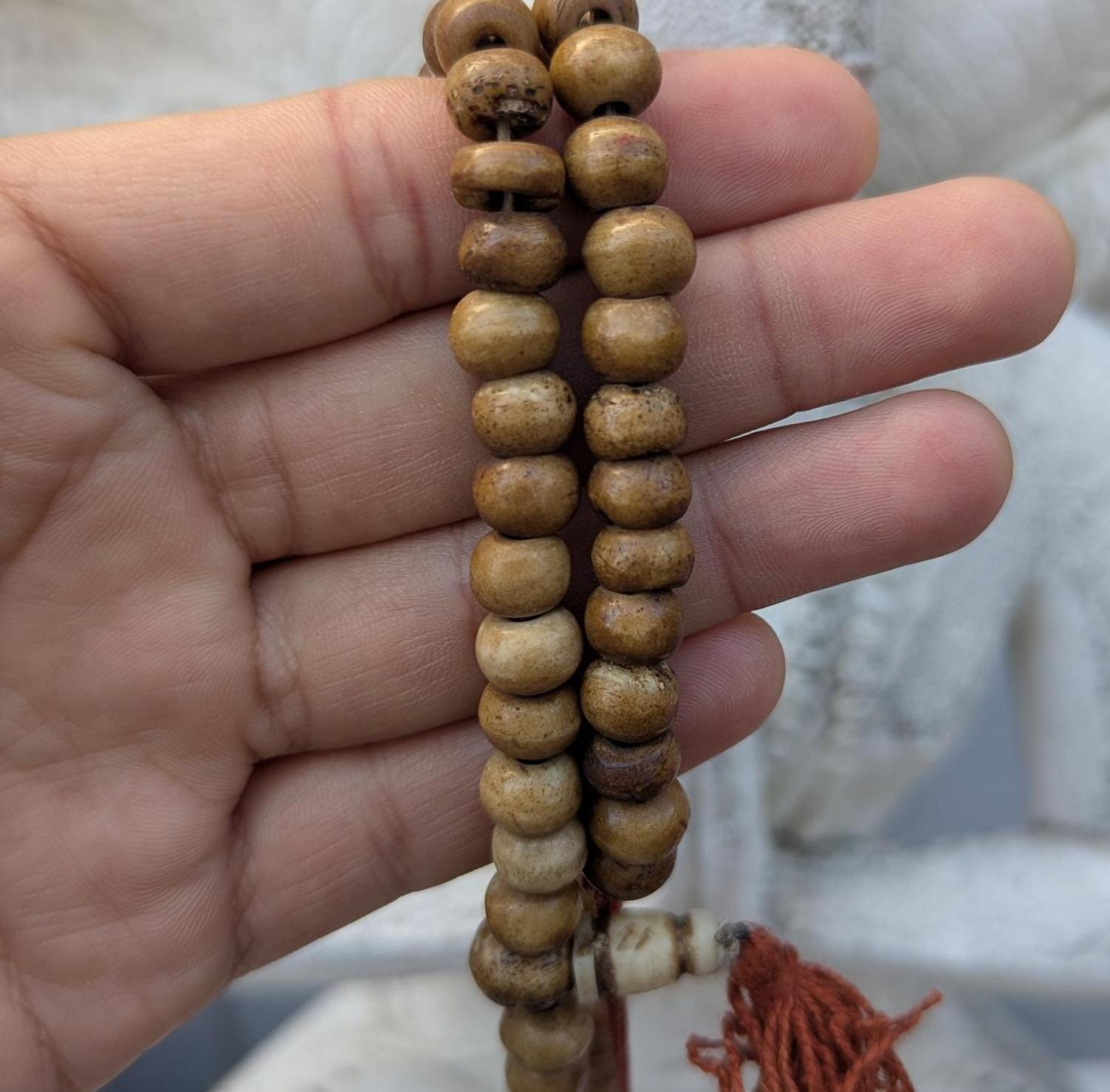 Tibetan Buddhist Prayer Mala with Yak Bone Beads—Handcrafted Meditation Mala (bm-112)