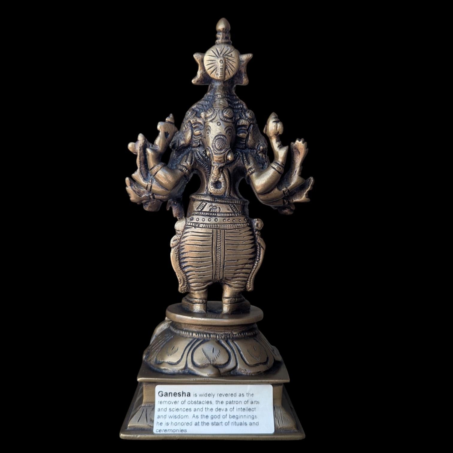 vintage combination of brass and bronze Ten hands on a standing figure of Lord Ganesha