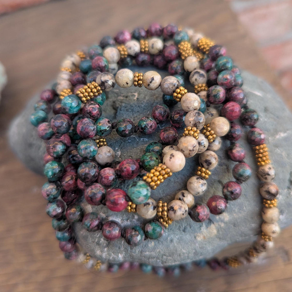 Jasper Crystal Mala: Knotted Necklace Bracelet for Meditation