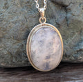 Handmade Rainbow Moonstone Pendant: Oval Sterling Silver (3.5x2.5cm)