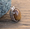 P3/55- Tiger Eye Amber stone Silver Pendant (T12-055)