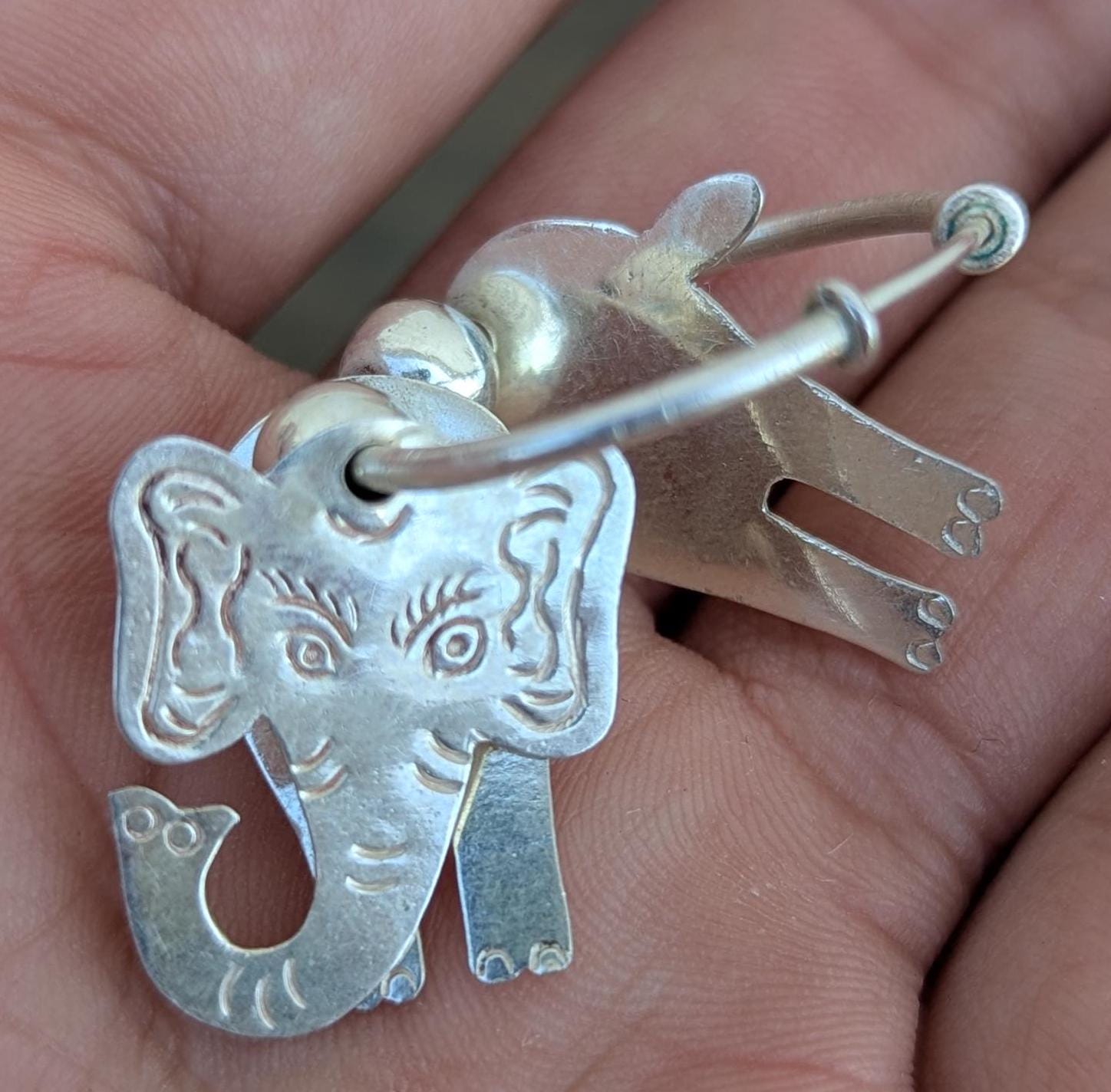 Sterling Silver Elephant Hoop Earrings: Handmade Animal Jewelry