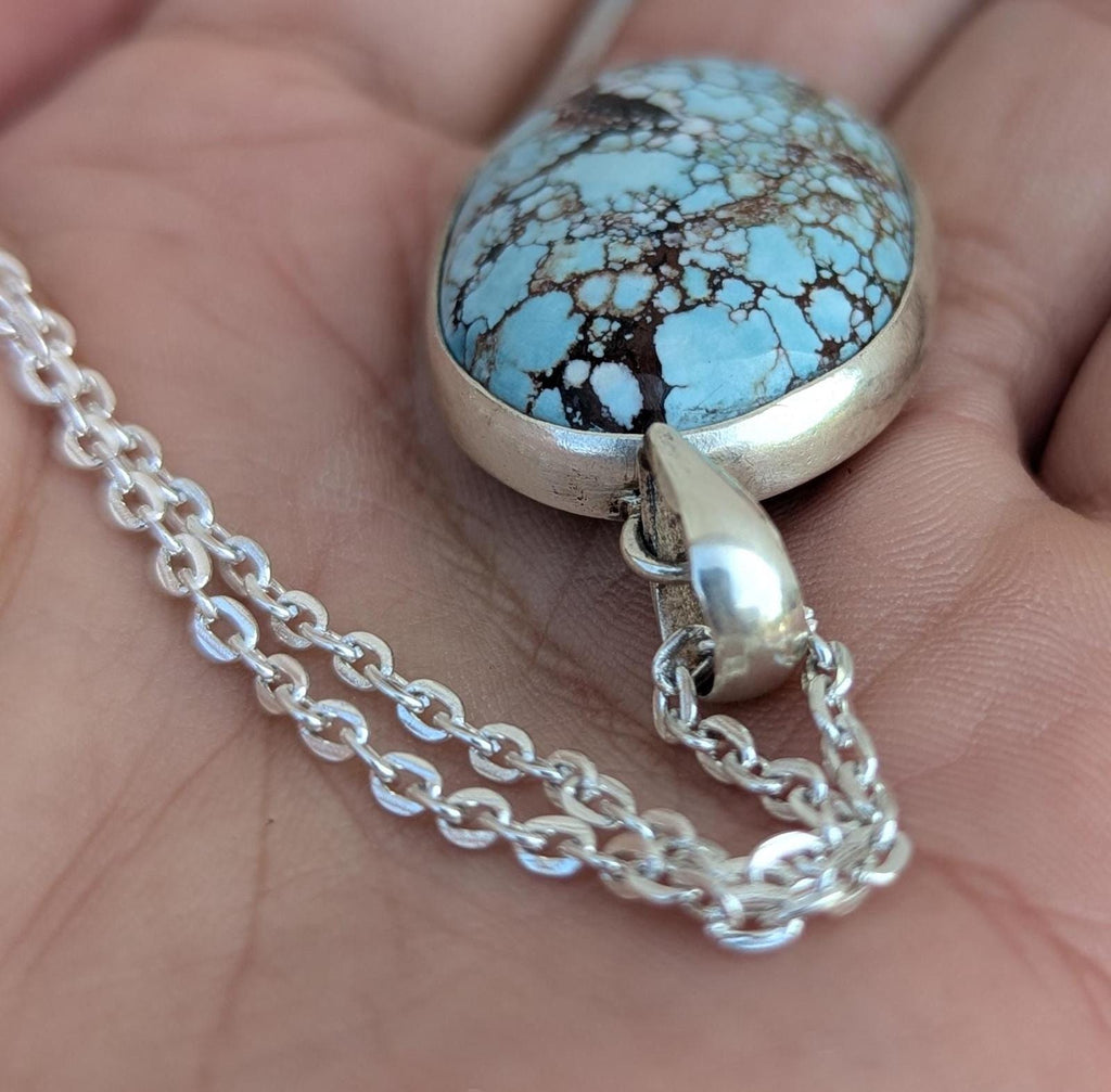 Women’s Enhanced Blue Turquoise 925 Sterling Silver Pendant.  (T1101-006.2)