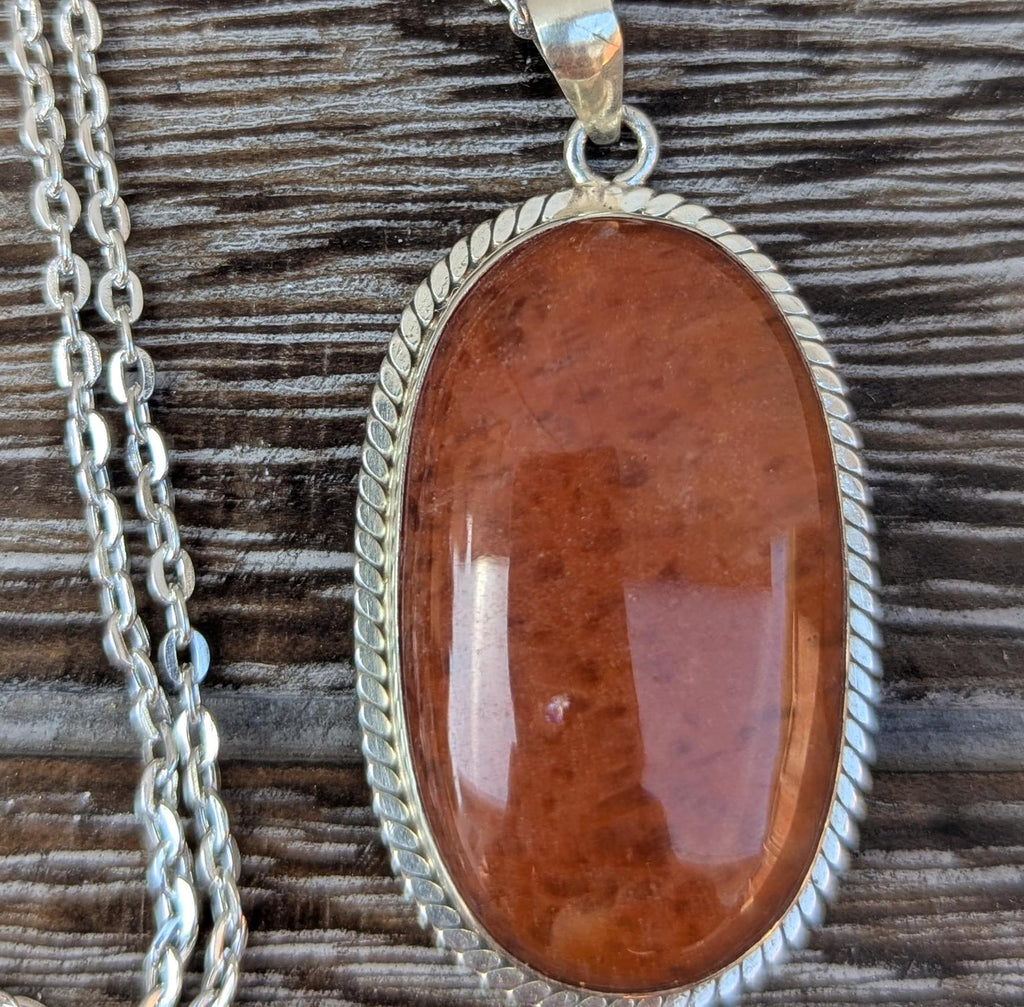P3/1- Silver Red Carnelian Pendant (T12-001)