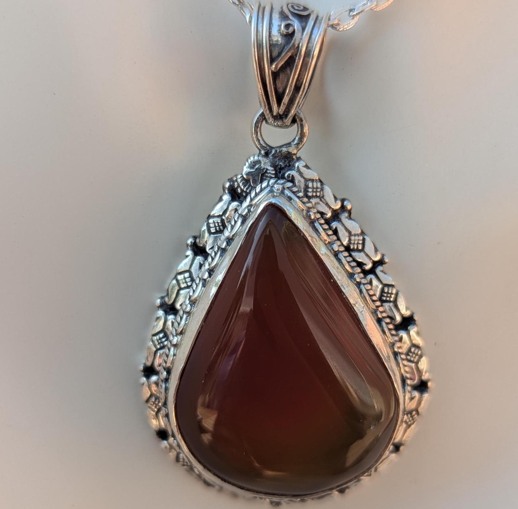 P3/3- Silver Red Carnelian Pendant (T12-003)