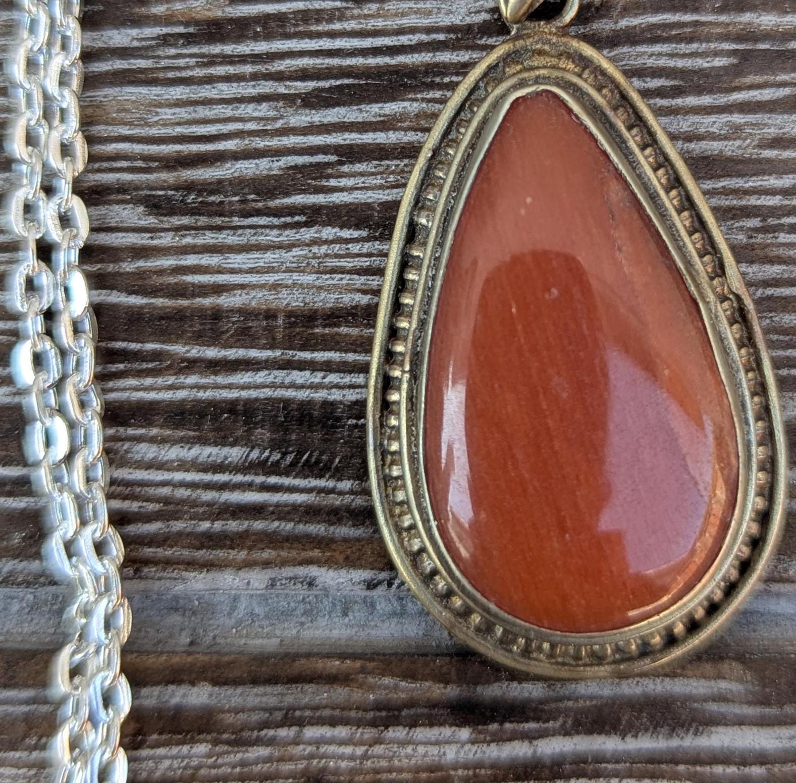 P3/4- Silver Red Carnelian Pendant (T12-004)