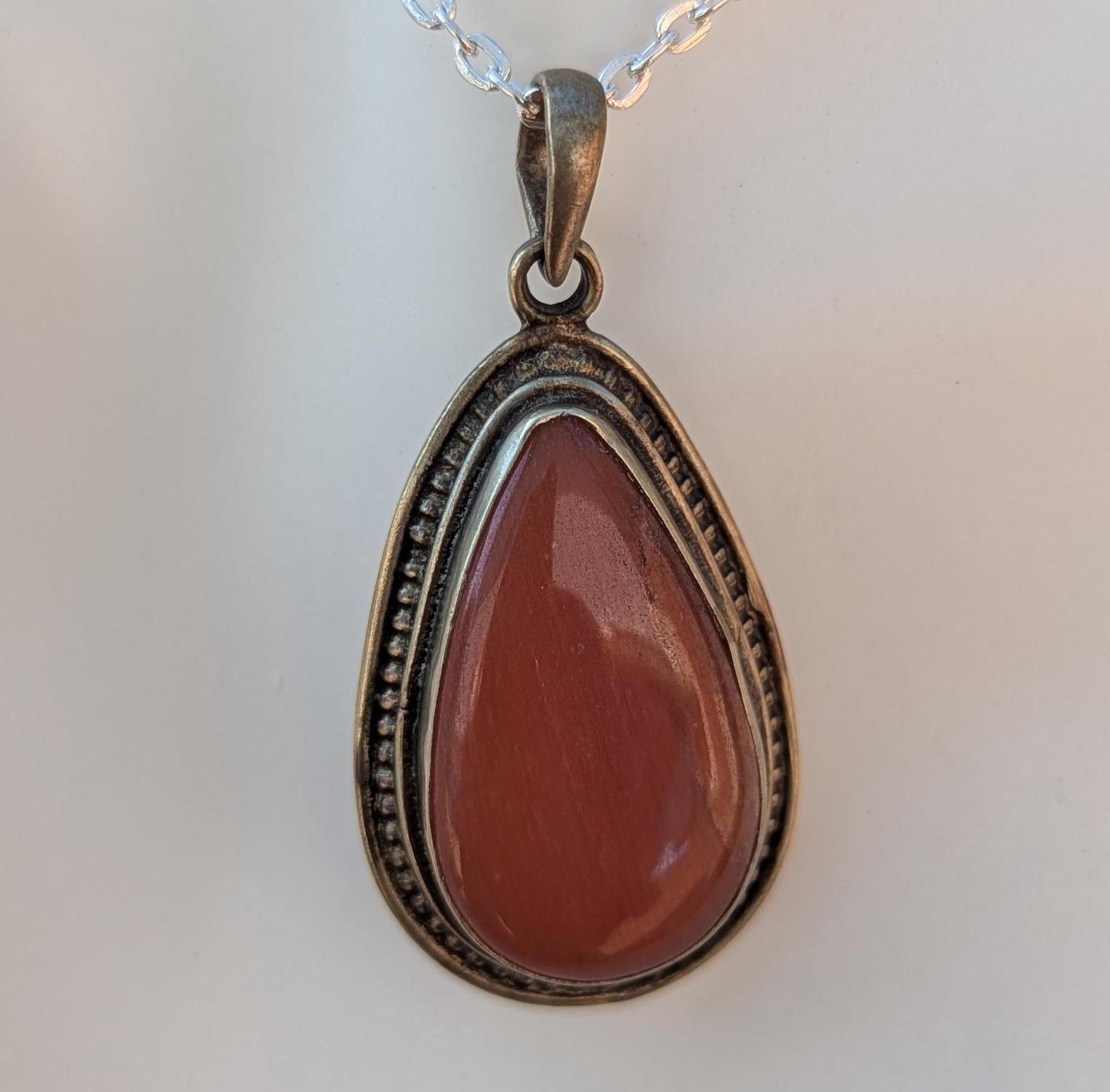 P3/4- Silver Red Carnelian Pendant (T12-004)