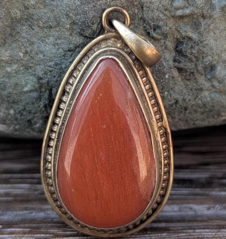 P3/4- Silver Red Carnelian Pendant (T12-004)