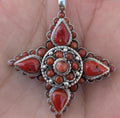 Silver Pendant with Coral gemstone.(T1103-004)