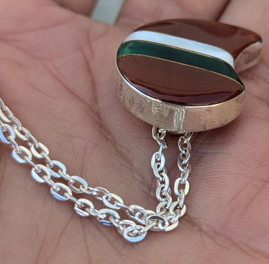 Multi Stone Inlay Silver Pendant ( T1103-015)