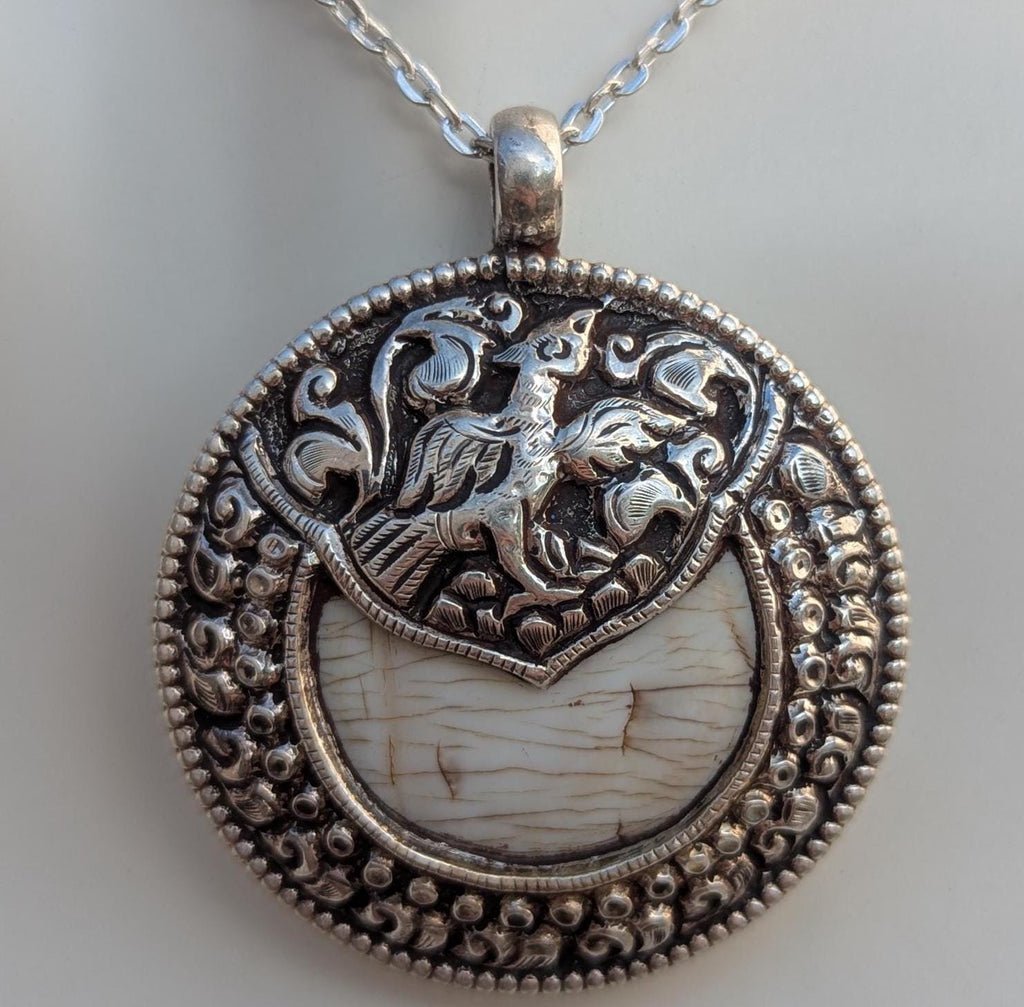 Tibetan Silver Shell deer Pendant.(T1103-002.2)