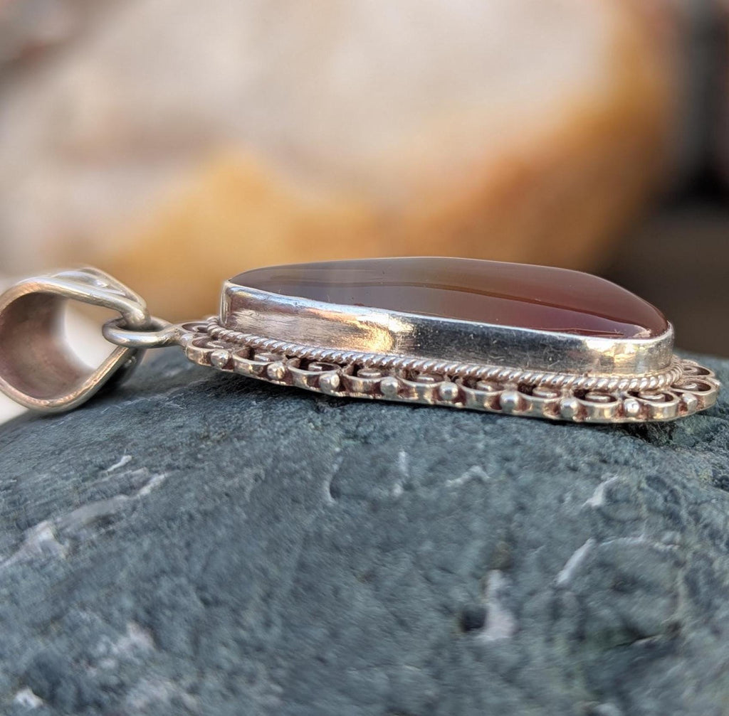 P3/6-Silver Red Carnelian Pendant (T12-006)