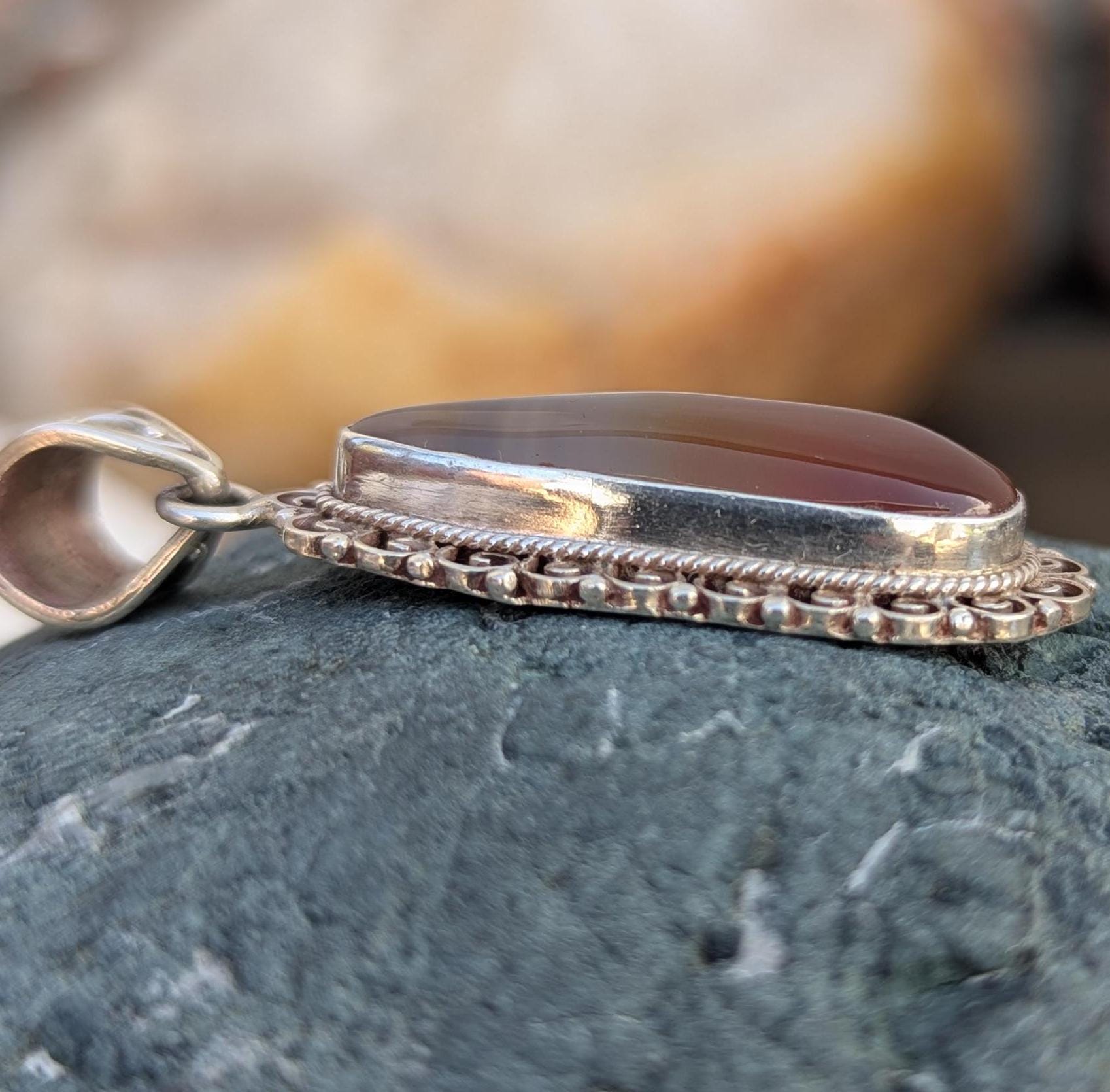 P3/6-Silver Red Carnelian Pendant (T12-006)