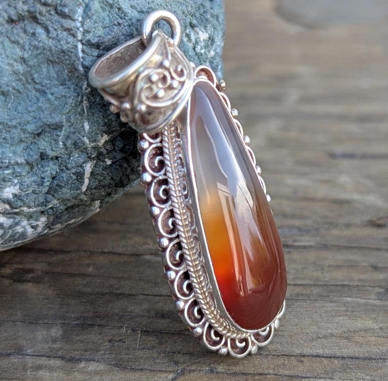 P3/6-Silver Red Carnelian Pendant (T12-006)