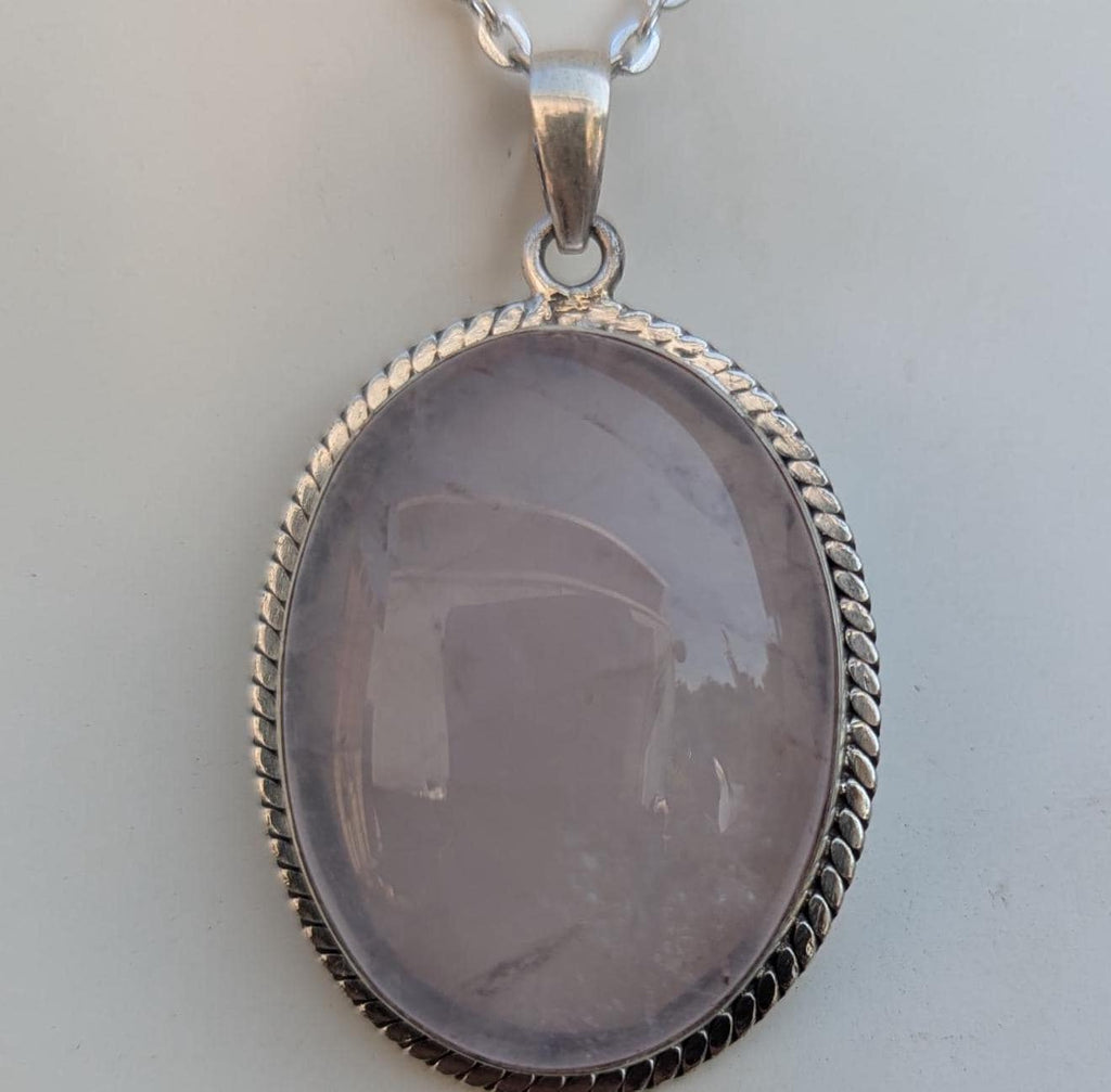 P3/18 - Rose Quartz Pendant with sterling silver, for men or women (T12-018)
