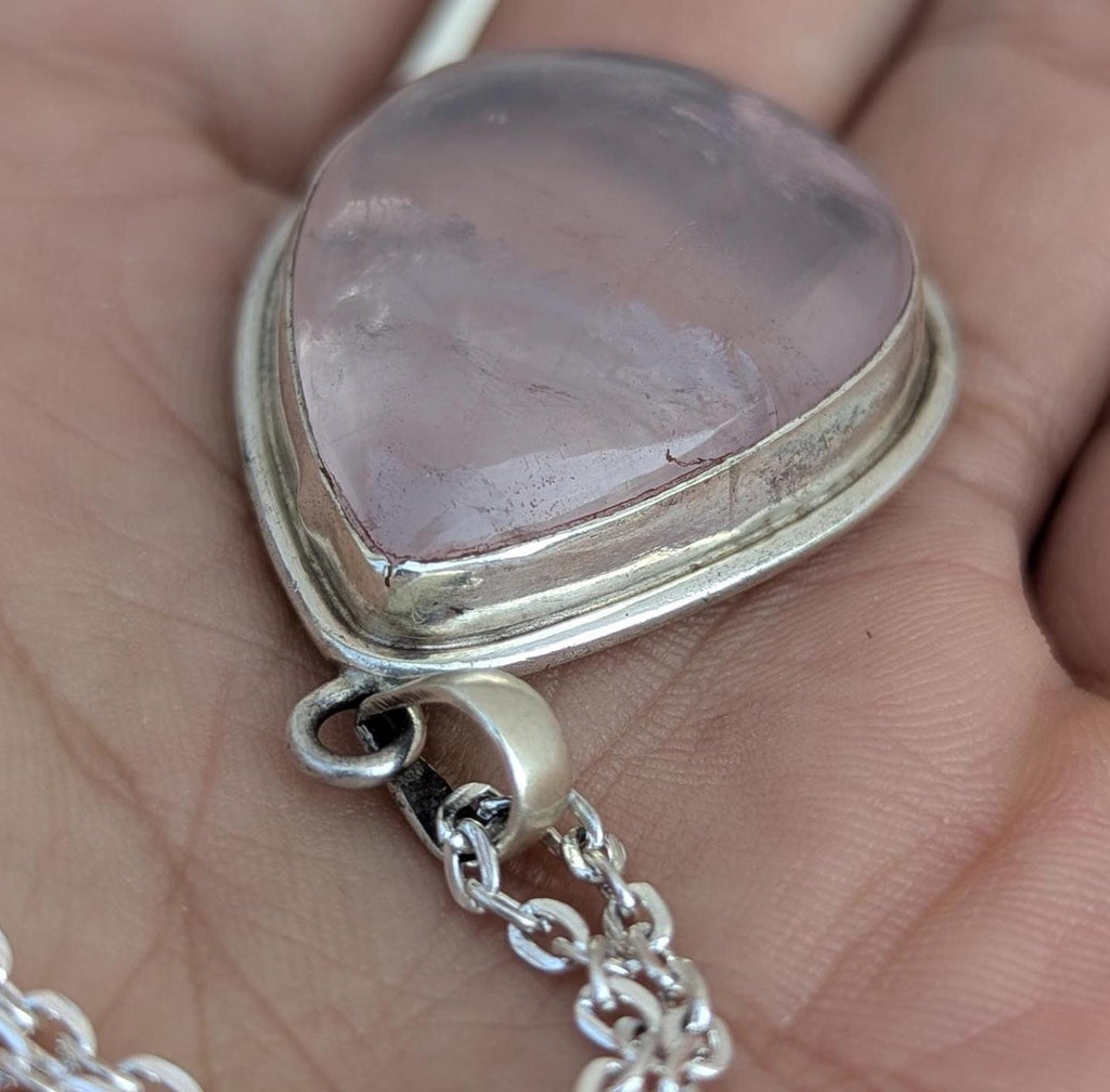P3/22 - Rose Quartz Pendant with sterling silver, for men or women (T12-022)