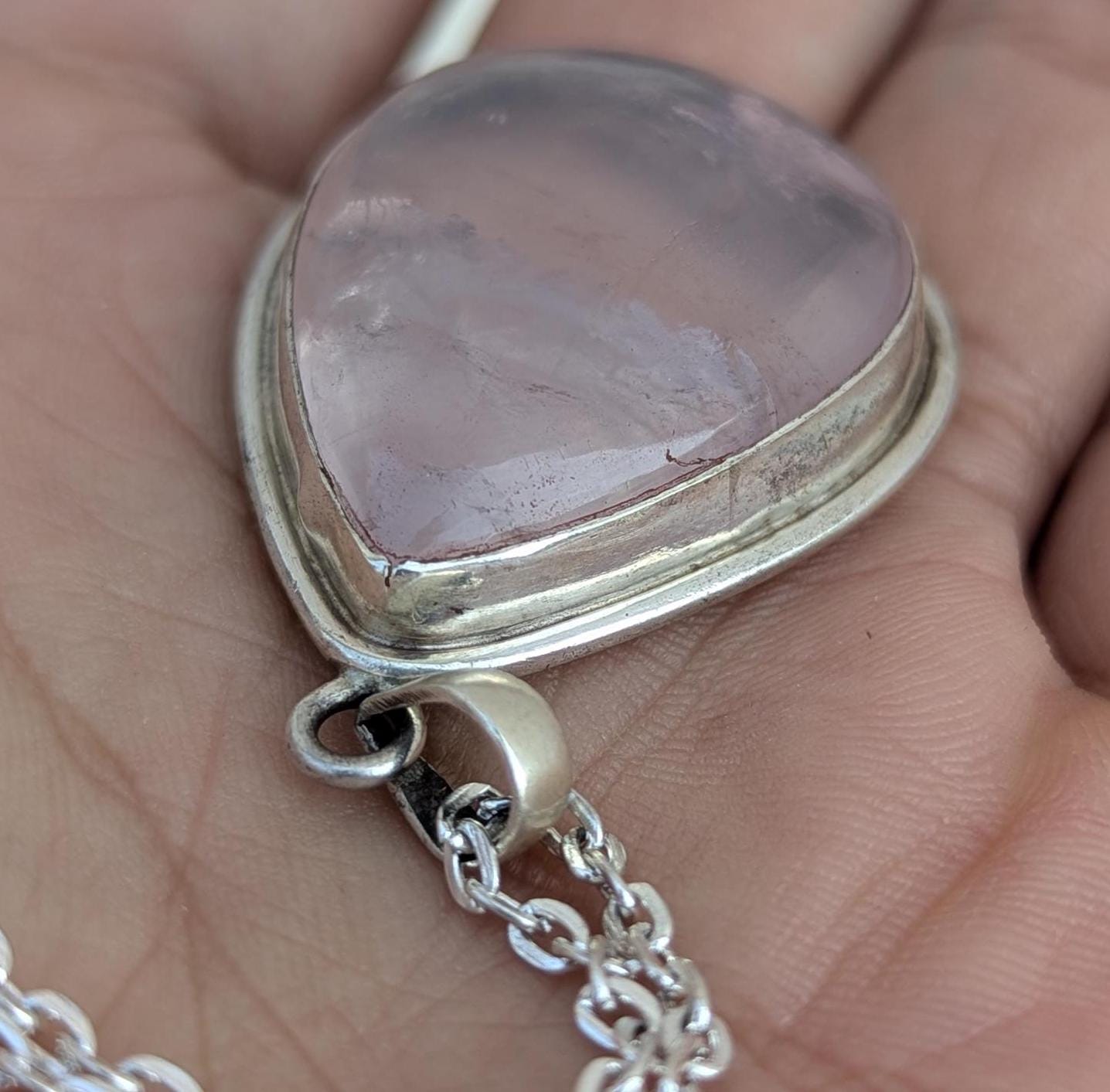 P3/22 - Rose Quartz Pendant with sterling silver, for men or women (T12-022)