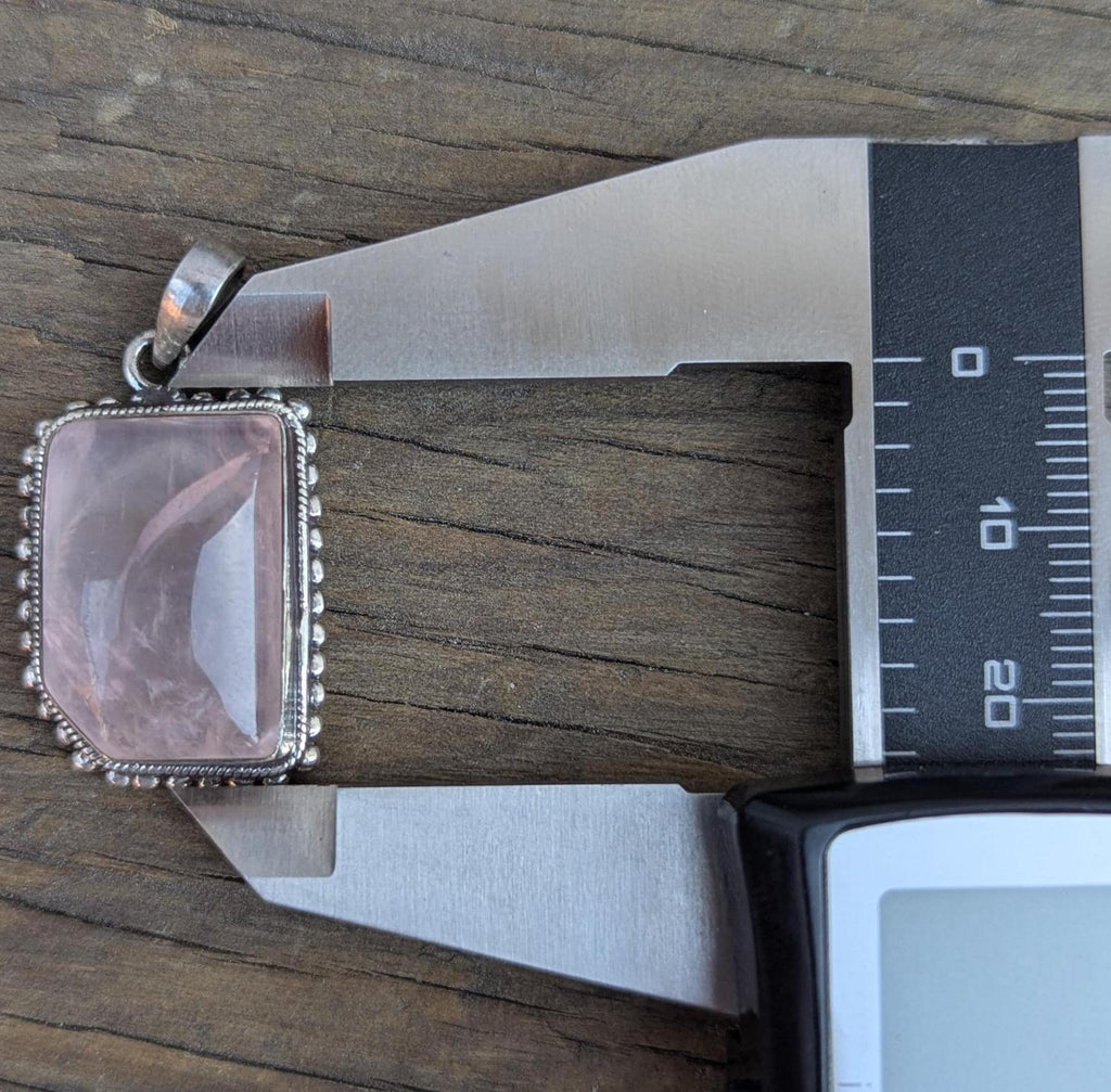 P3/24 - Rose Quartz Pendant with sterling silver, for men or women (T12-024)