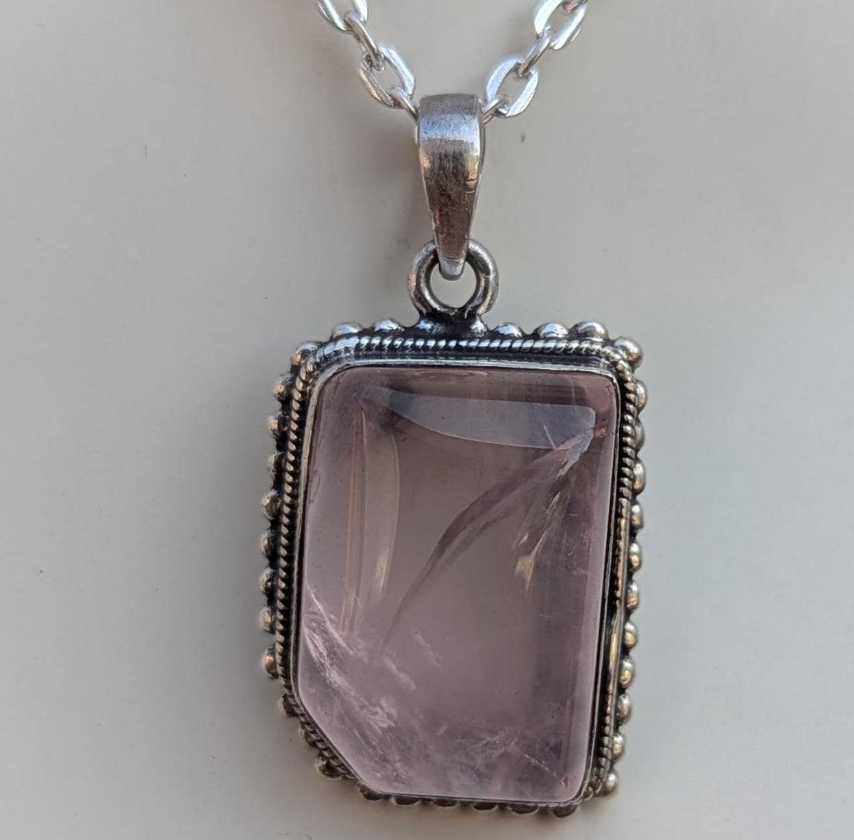 P3/24 - Rose Quartz Pendant with sterling silver, for men or women (T12-024)