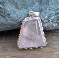 P3/25 - Rose Quartz Pendant with sterling silver, for men or women (T12-025)