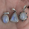 Handmade Rainbow Moonstone Pendant: 925 Sterling Silver (2x1.8cm)