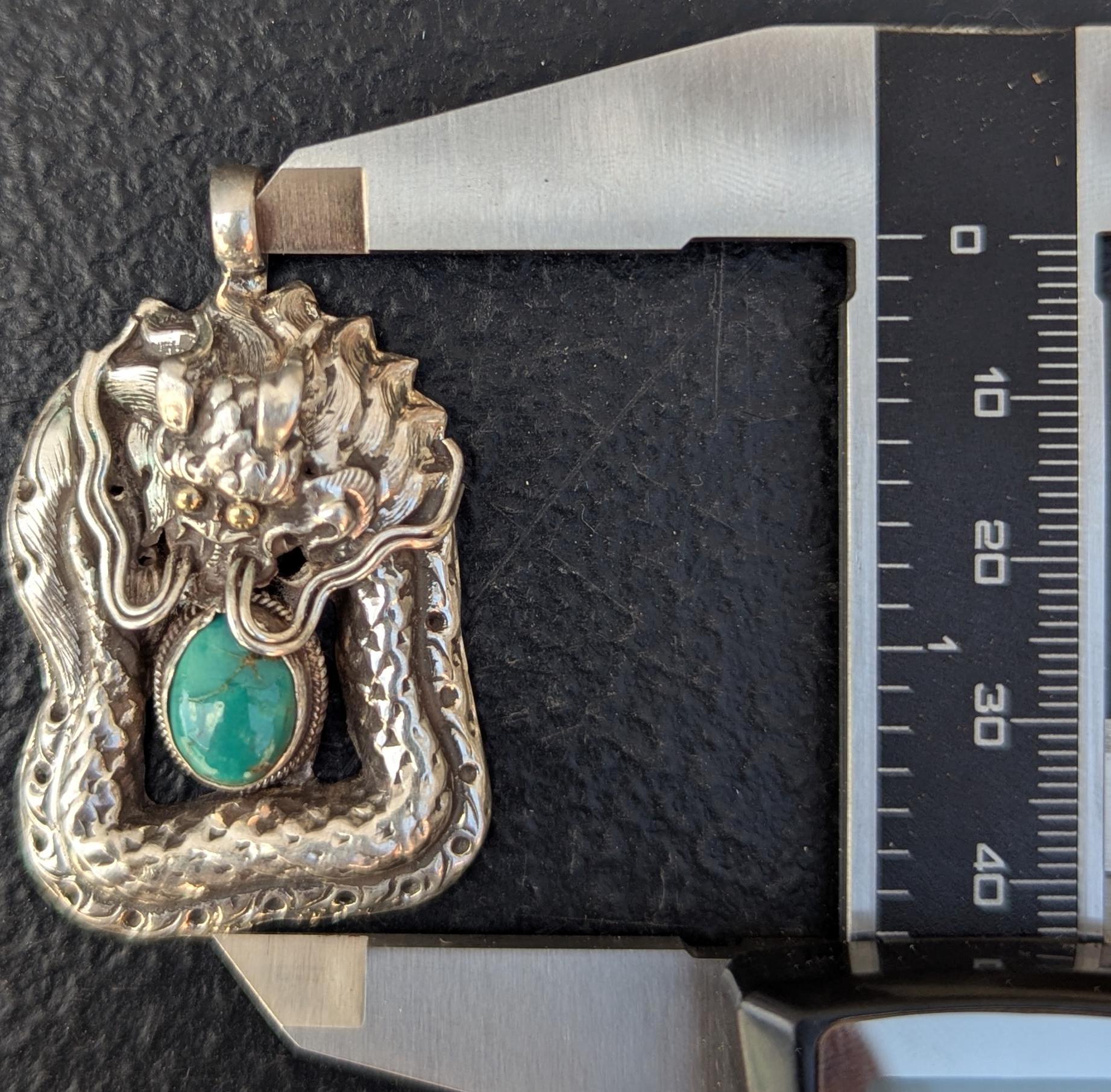 Turquoise gemstone Blue Turquoise 925 Sterling Silver Pendant.  (T1101-006.6)