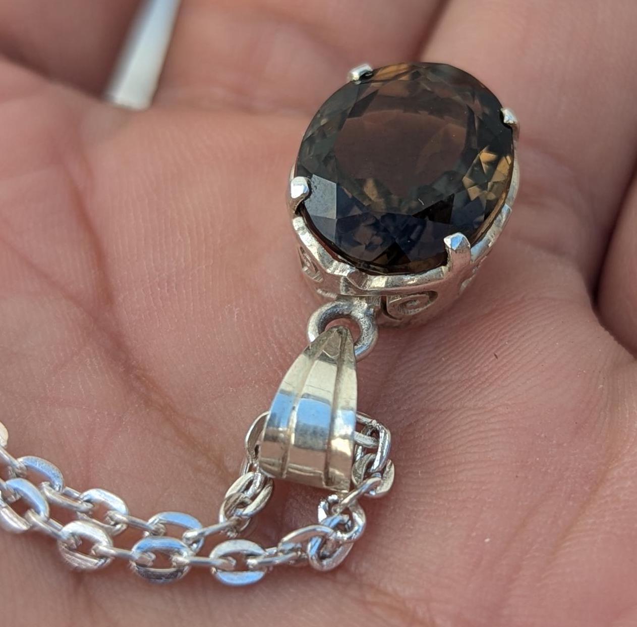 Handmade Amethyst 925 Sterling Silver Pendant: Oval Gemstone