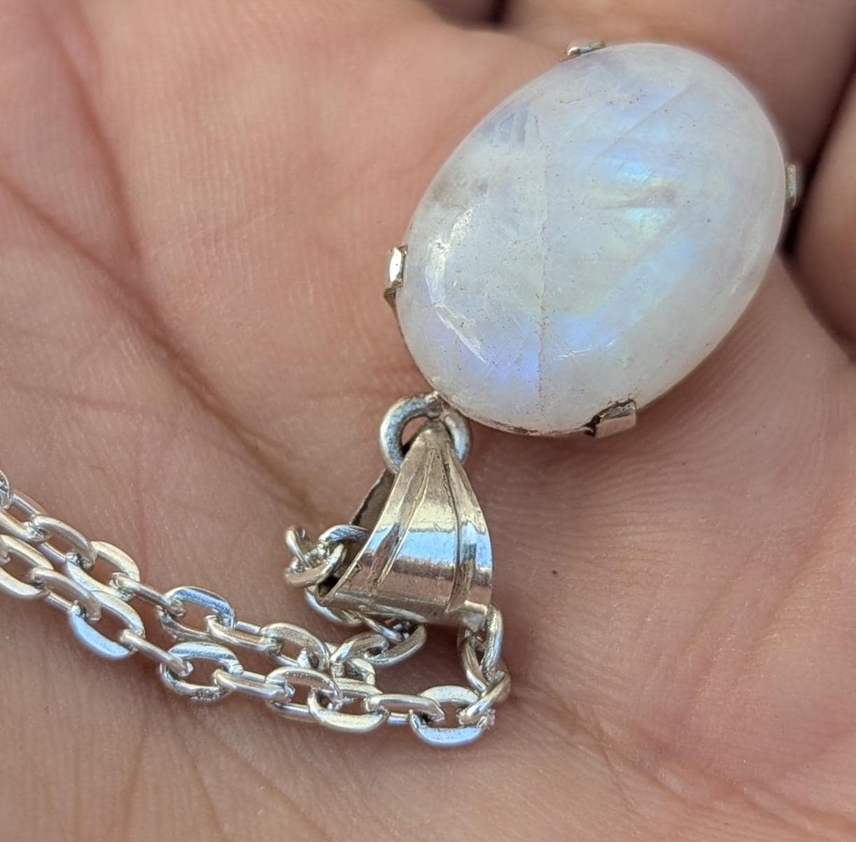 Handmade Moonstone Pendant: 925 Sterling Silver Necklace