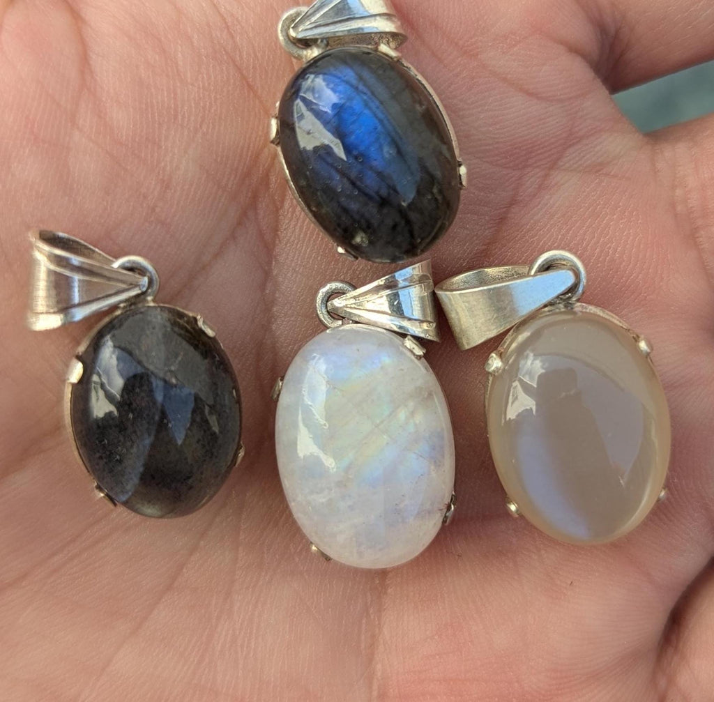 Handmade Moonstone Pendant: 925 Sterling Silver Necklace