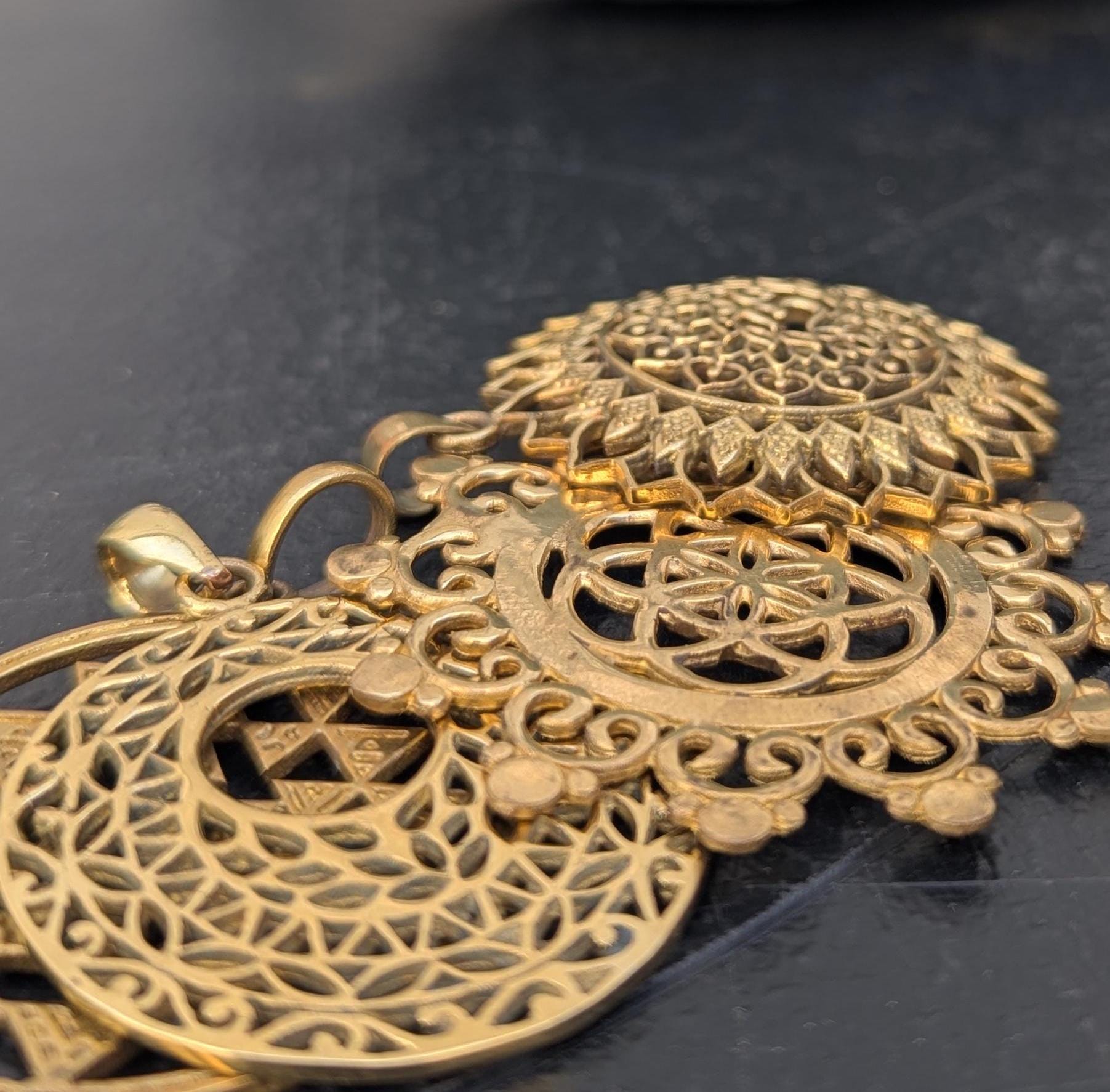 Handmade Brass Sacred Geometry Pendant 4 cm. pd 122