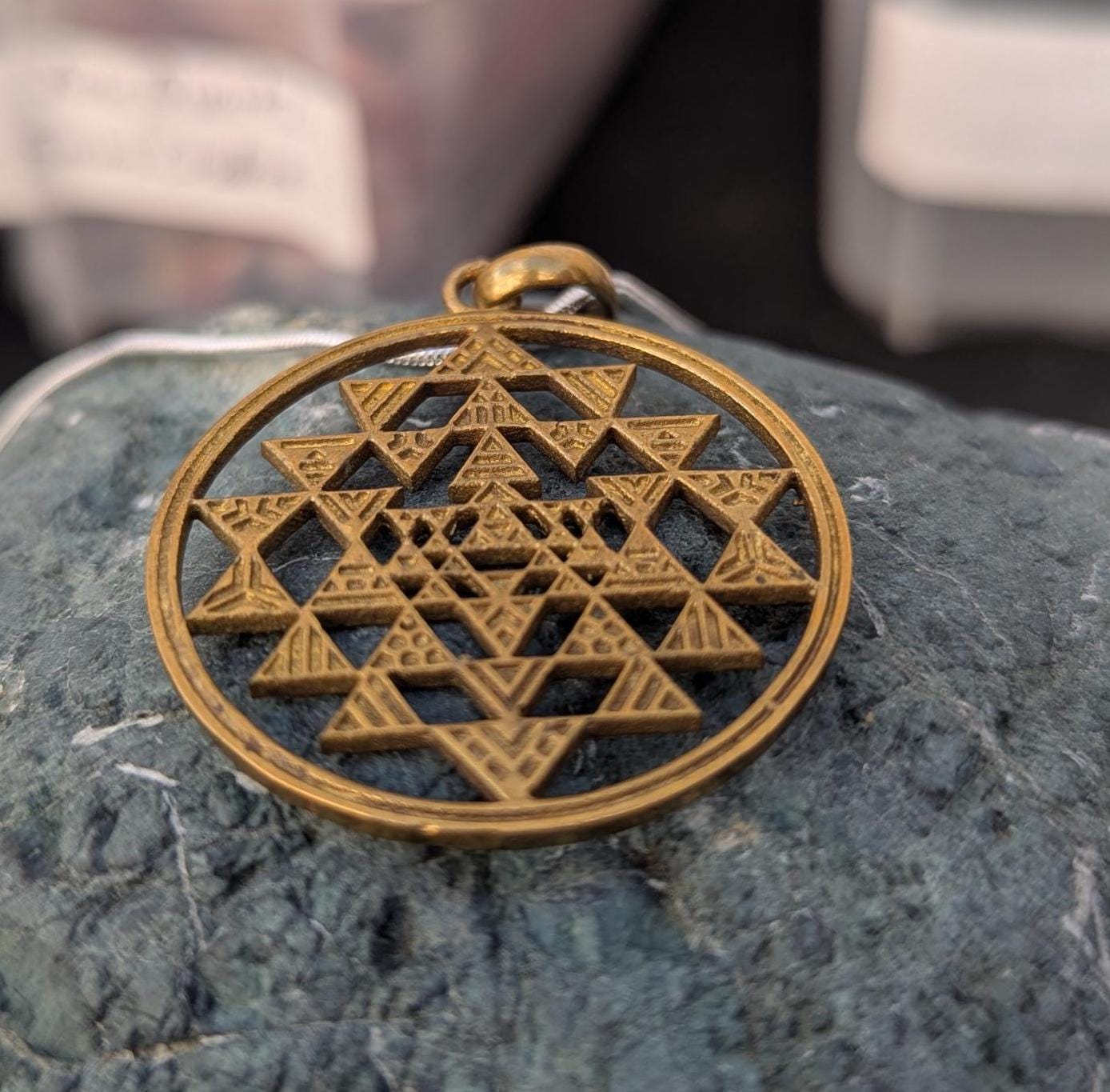 Handmade Brass Sacred Geometry Pendant 4 cm. pd 122