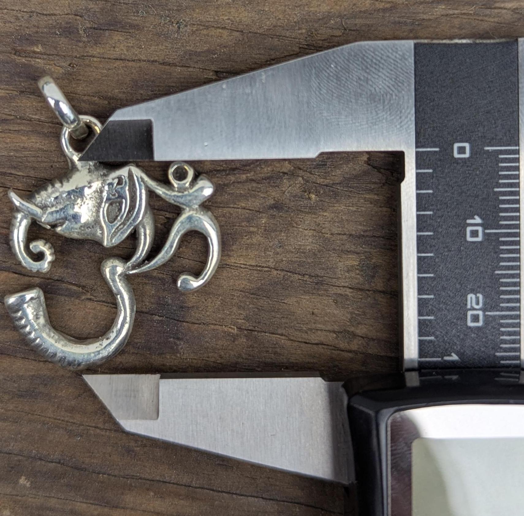 Brass and Silver Handmade Om Ganesha necklace Pendant, pd 123