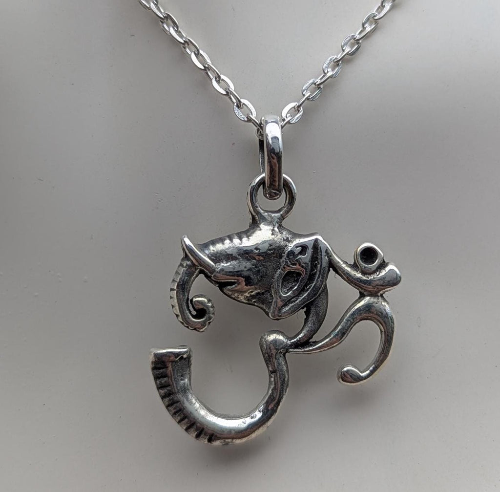 Brass and Silver Handmade Om Ganesha necklace Pendant, pd 123