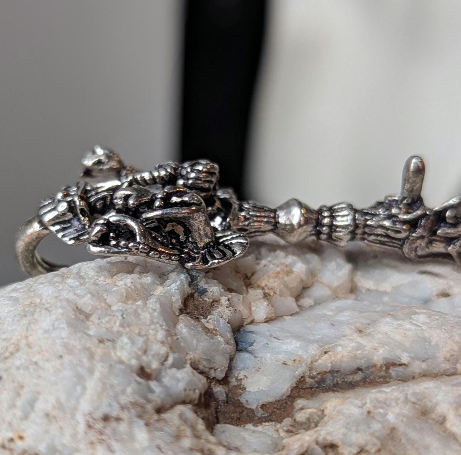 White Brass Lord Ganesha Phurba necklace Pendant, pd 124