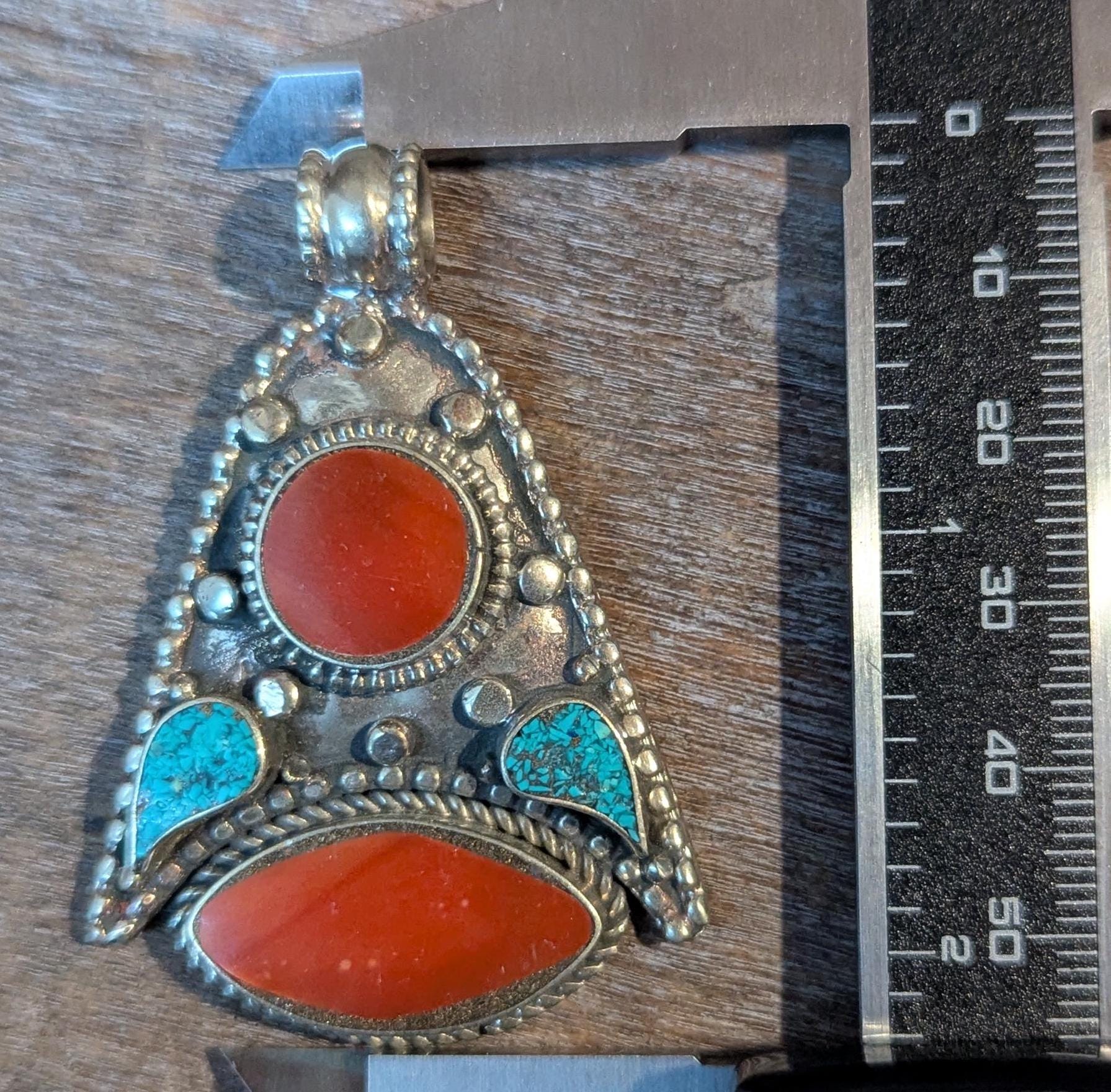 Collection of Vintage Tibetan ethnic pendant with turquoise and coral inlay (p6-008)