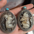 White Brass Zodiac Pendant with Turquoise inlay (p6-009)
