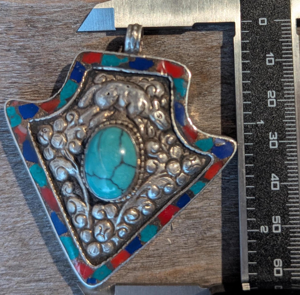 Antique Tibetan ethnic pendant Collection with turquoise and coral inlay (p6-011)