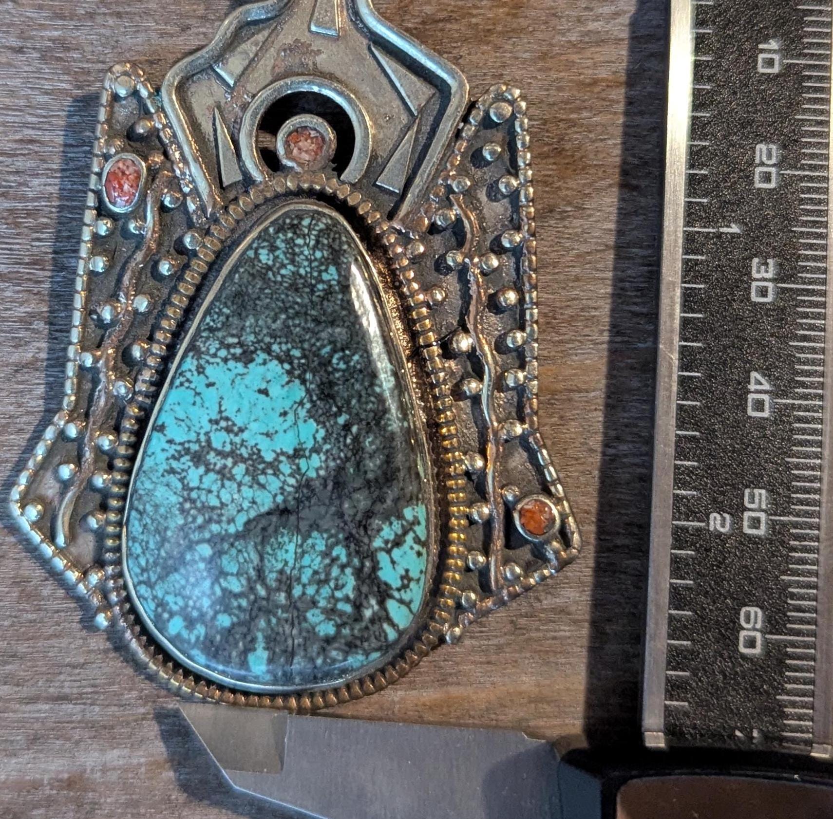 Antique Tibetan ethnic pendant Collection with turquoise and coral inlay (p6-011)