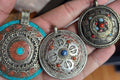 Tibetan Vingate filigree medallion pendant collection with Lapis, Turquoise and Coral inlay (p6-014)