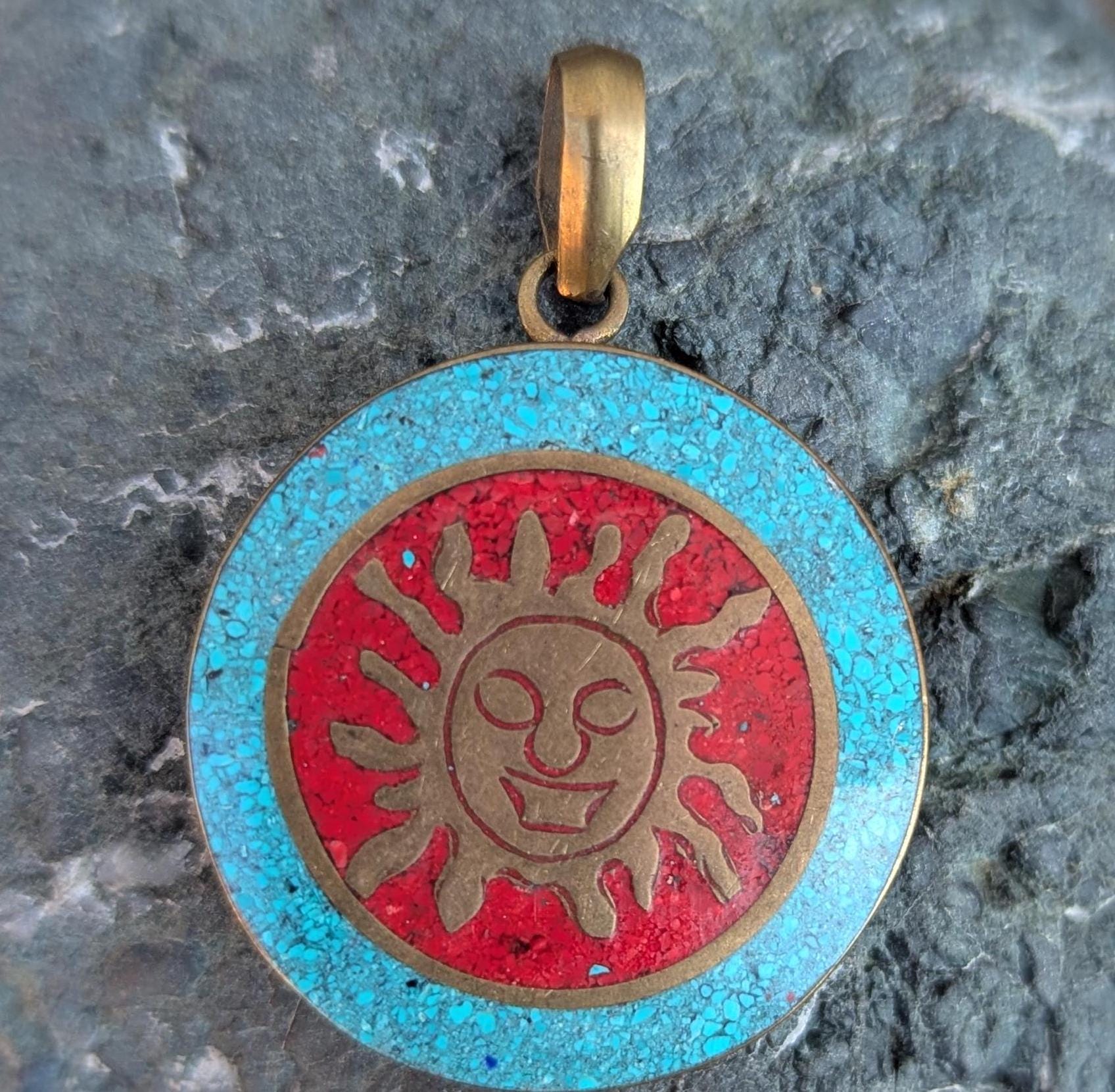 Handmade Vintage Turquoise and coral inlay collection with motifs (p6-029)