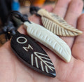 Vintage Yak bone hand-carved Leaf pendant collection (p6-049)
