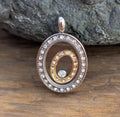 Elegant Gold & Silver Tone Rhinestone Spiral Pendant – 30mm