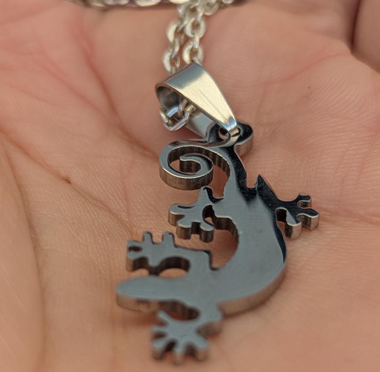 elegant metal Gecko silver steel pendant (p7-010)