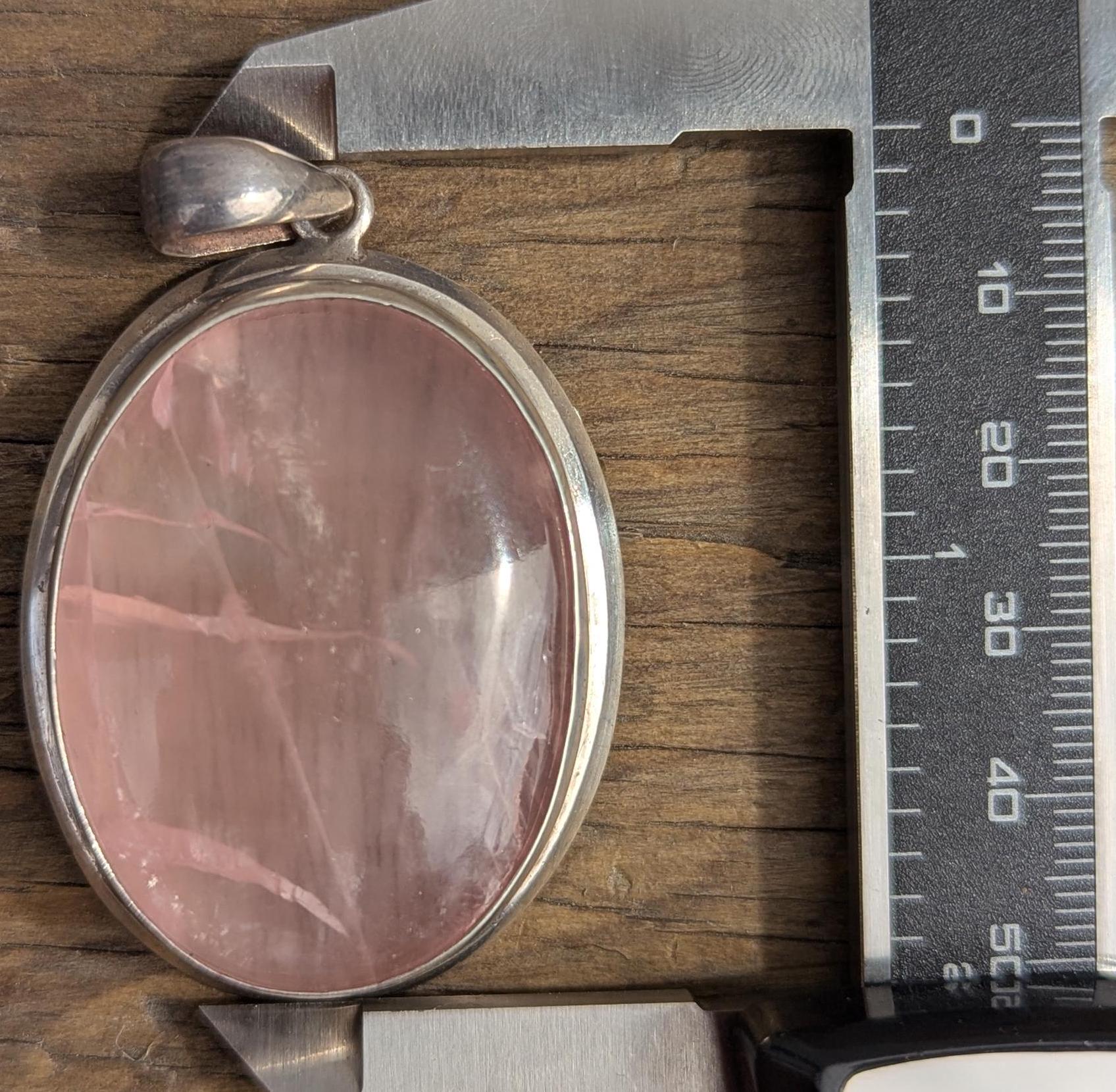 Vintage Handmade Rose Quartz Pendant with sterling silver, for men or women (p7-016)